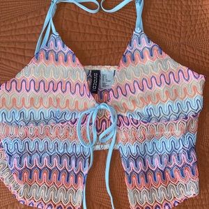 H&M crochet-look tie-detail top